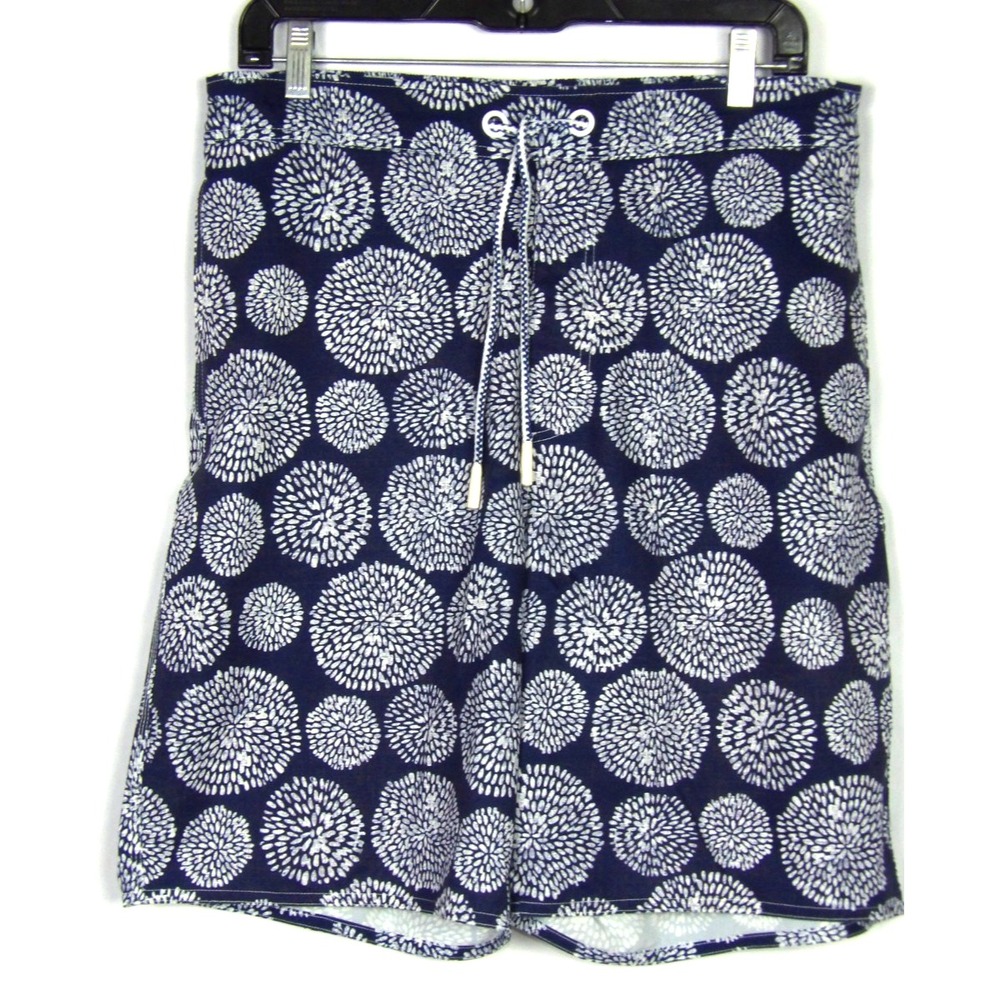 johnnie-O Draw String‎ Stretch Blue Floral 9" Swim Trunks Men's Large